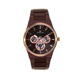 Western Luxury Brown Multifunction Watch for Men – Stainless Steel Strap, Brown Dial Chronograph, Water Resistant Analog Wrist Watch