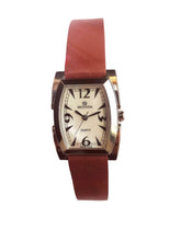 Elegant Ladies' Quartz Analogue Watch | White Dial & Brown Leather Strap