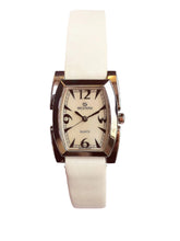 Elegant Ladies' Quartz Analogue Watch | White Dial & Leather Strap