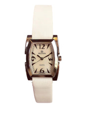 Elegant Ladies' Quartz Analogue Watch | White Dial & Leather Strap