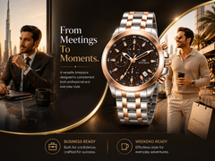 Western Chronograph Watch for Men – Rose-Silver, Luxury Design, Water Resistant