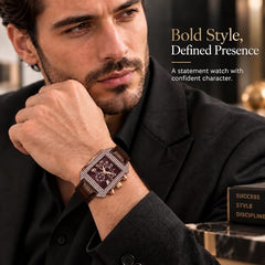Western Men's Luxury Chronograph Watch – Brown Leather Strap