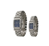 Affluence Stainless Steel Rectangular Couple Watches with Sapphire Glass