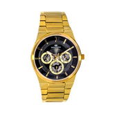 Western Premium Gold Tone Men’s Watch with Black Dial – Chronograph Style Multifunction Luxury Wristwatch