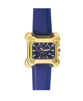 Men's Leather Strap Chronograph Watch with Blue Band