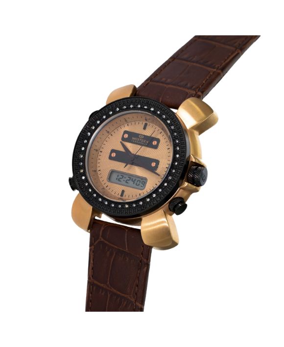 Men's Quartz Analogue Leather Strap Dual Time Watch buy online