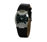 Stylish Ladies Leather Strap Watch – Crystal-Embellished Stainless -Steel Case
