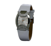Stylish Ladies Leather Strap Watch – Crystal-Embellished Stainless -Steel Case