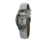 Timeless White Leather Watch for Women – Silver Dial & Crystal Accent