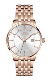 Gents Golden Bracelet Watch with Silver Dial – Stylish Men’s Timepiece