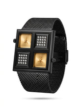with WESTERN Unisex Rectangular Dual Time Watch Mesh Band – Luxury Square Analogue Watch for Men & Women with Sparkling Crystal Accents, Dual Movement & Adjustable Steel Strap