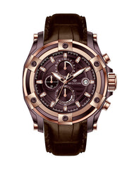 Western Men's Chronograph Watch – Genuine Leather Strap, Butterfly Clasp, 5 ATM Water Resistant | Premium Analog Wristwatch for Men
