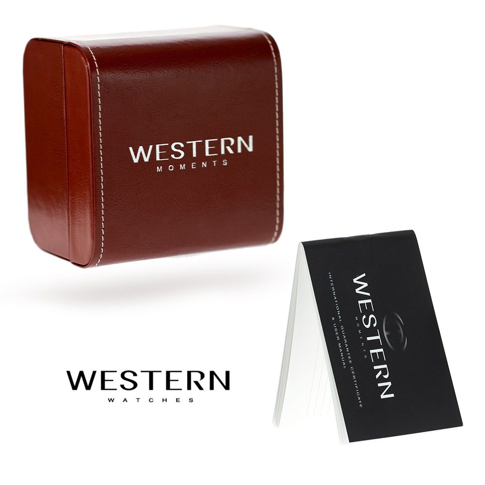 Western Ladies Leather Strap Watch With Silver Dial & White Strap (7304-3013)