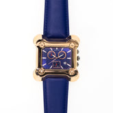 Men's Leather Strap Chronograph Watch with Blue Band