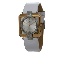 Elegant Quartz Analogue Ladies Watch with White Leather Strap