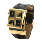 Men's Quartz Analogue Dual Time Leather Strap Watch