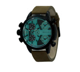 Men's Leather Strap Dual Time, Multifunction Watch
