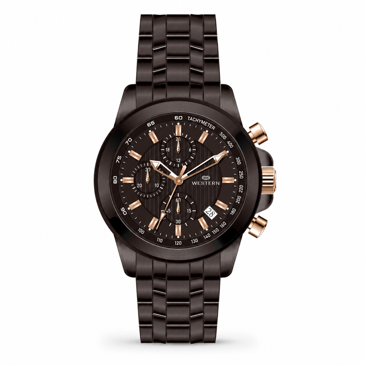 Western Chronograph Watch for Men –Luxury Design with Stainless Steel Strap