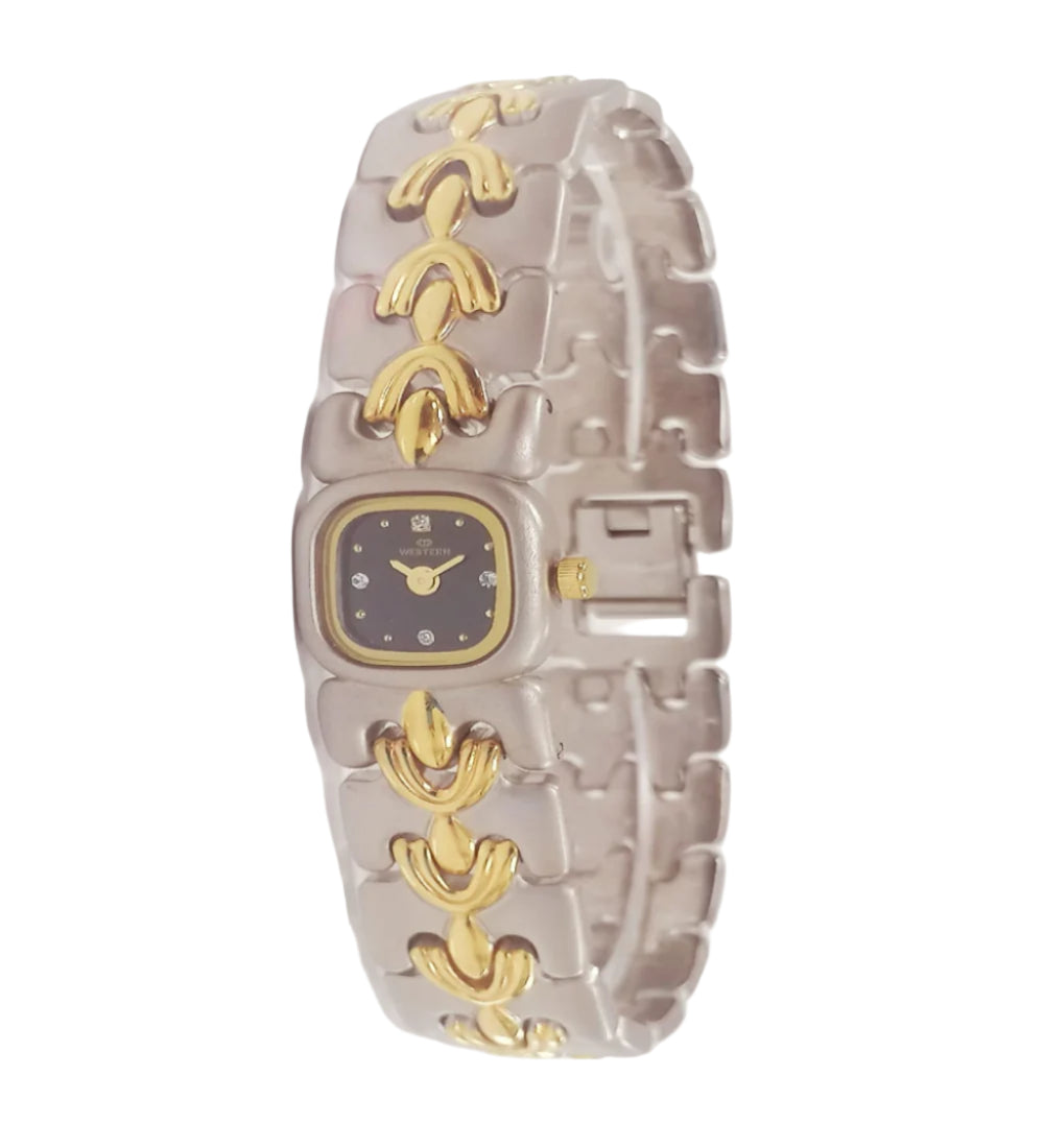 Elegance in Time, Gold- & Silver-Plated Square Ladies Watch W1501LCB010C