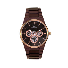 Western Luxury Brown Multifunction Watch for Men – Stainless Steel Strap, Brown Dial Chronograph, Water Resistant Analog Wrist Watch