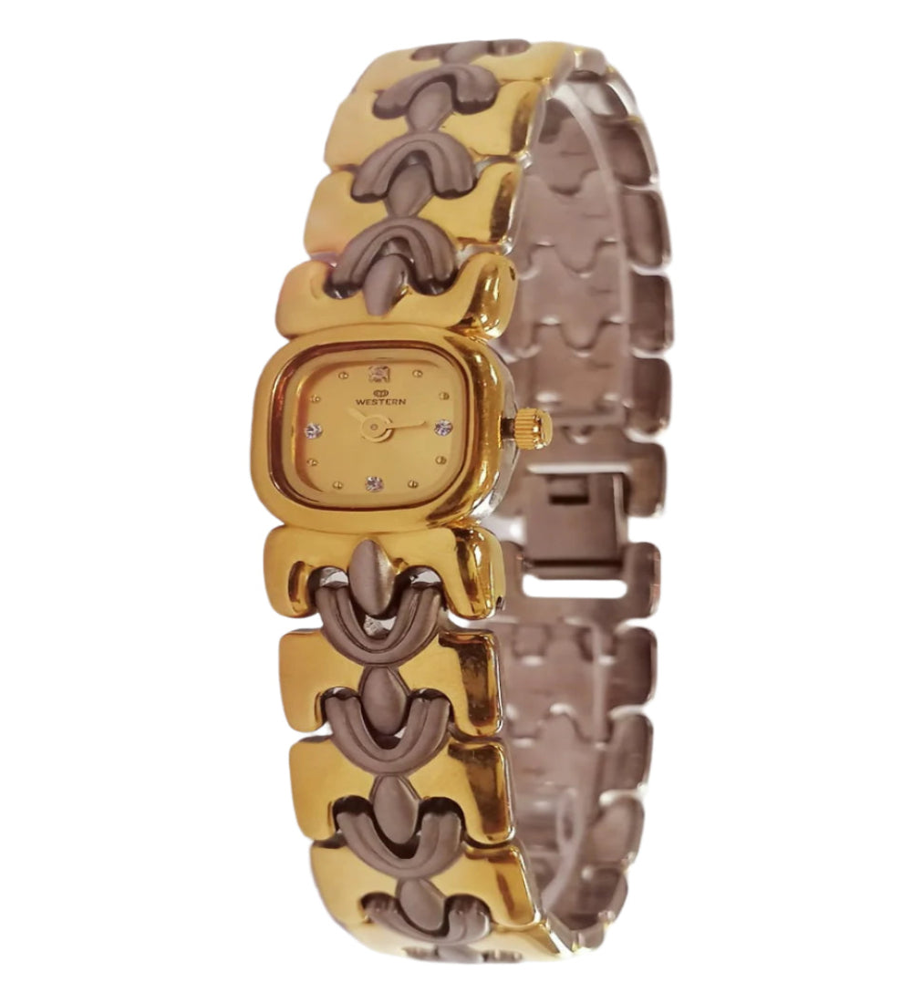 Elegance in Time, Gold- & Silver-Plated Square Ladies Watch W1501LC010CBA