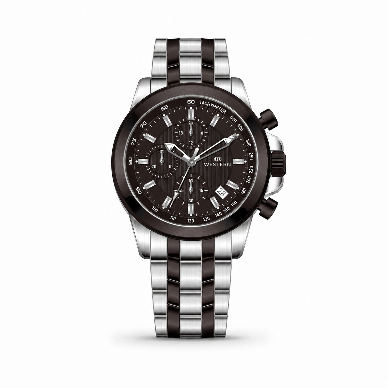 Western Chronograph Watch for Men –Luxury Design with Stainless Steel Strap