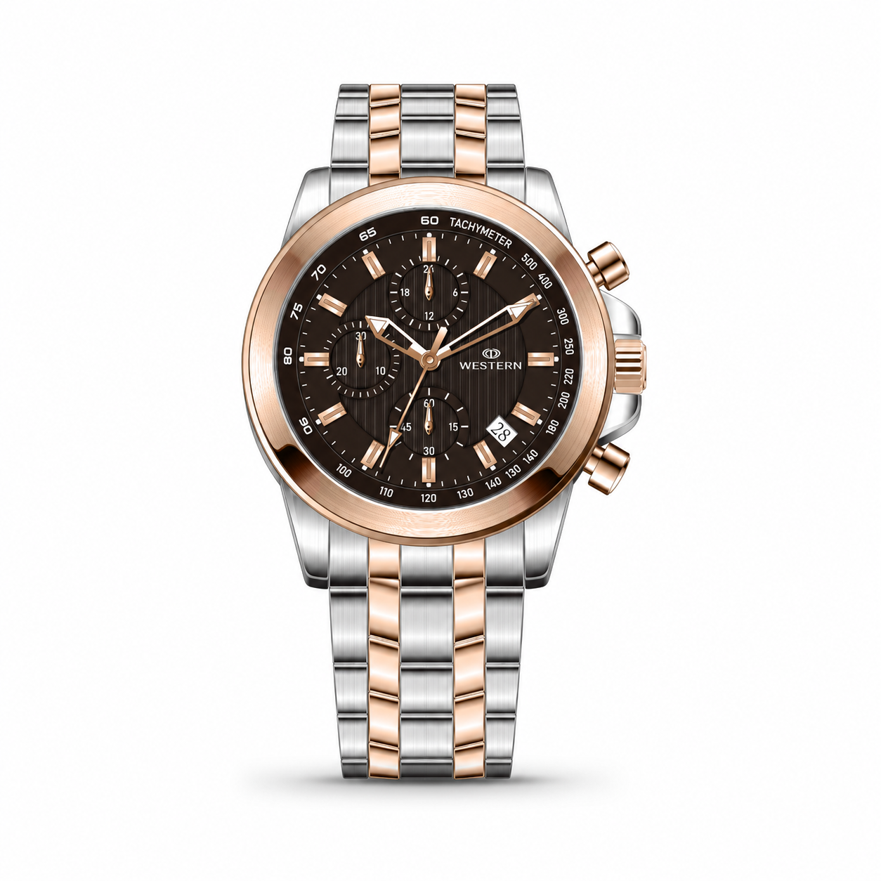 Western Chronograph Watch for Men –Luxury Design with Stainless Steel Strap
