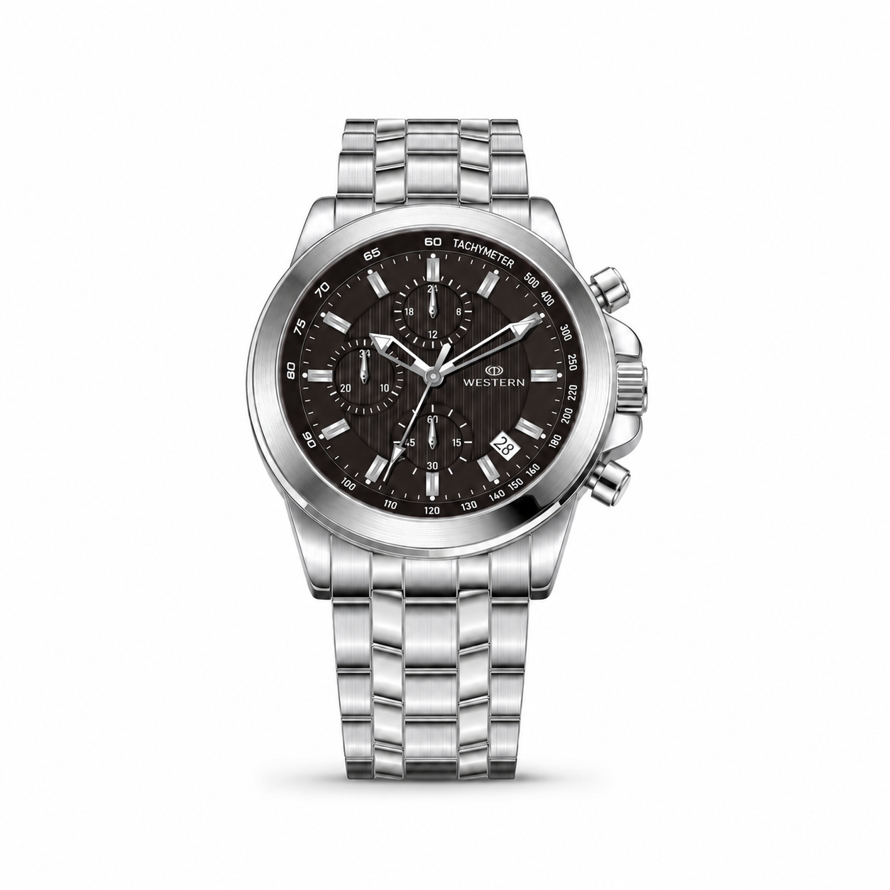 Western Chronograph Watch for Men –Luxury Design with Stainless Steel Strap