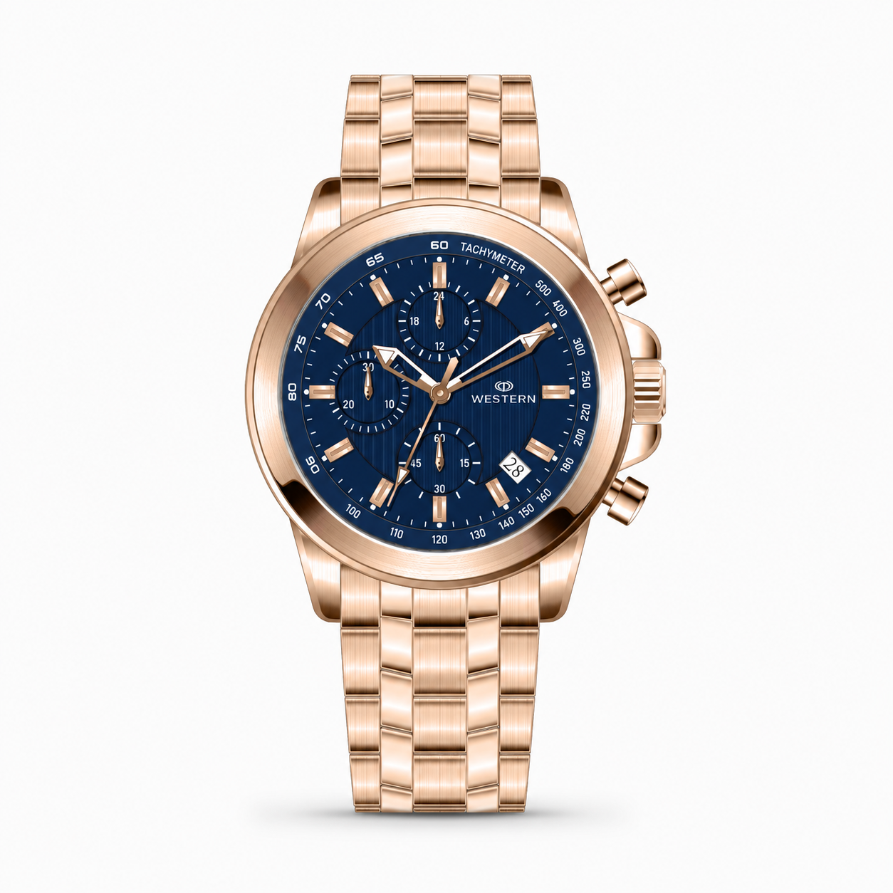Western Chronograph Watch for Men –Luxury Design with Stainless Steel Strap