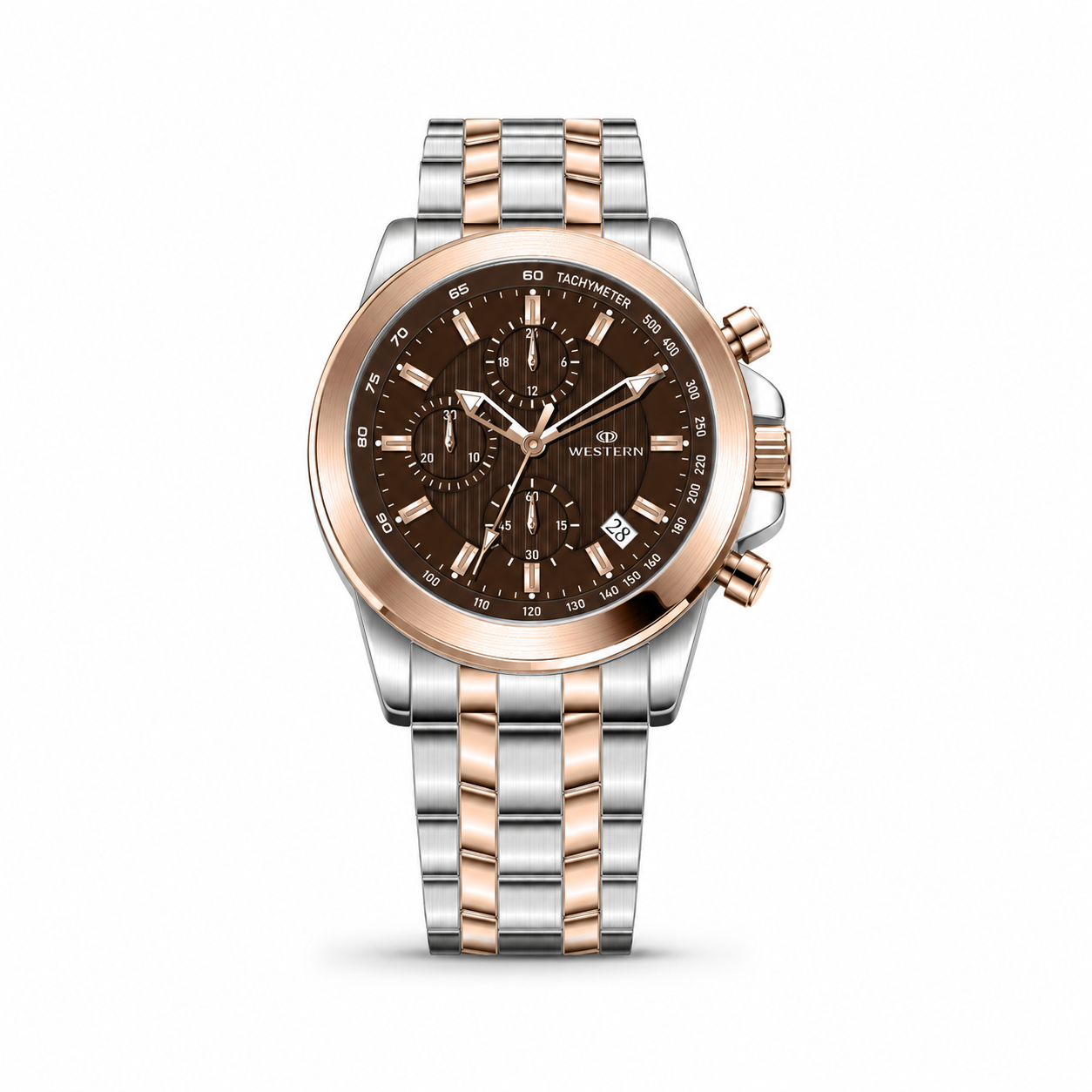 Western Chronograph Watch for Men –Luxury Design with Stainless Steel Strap