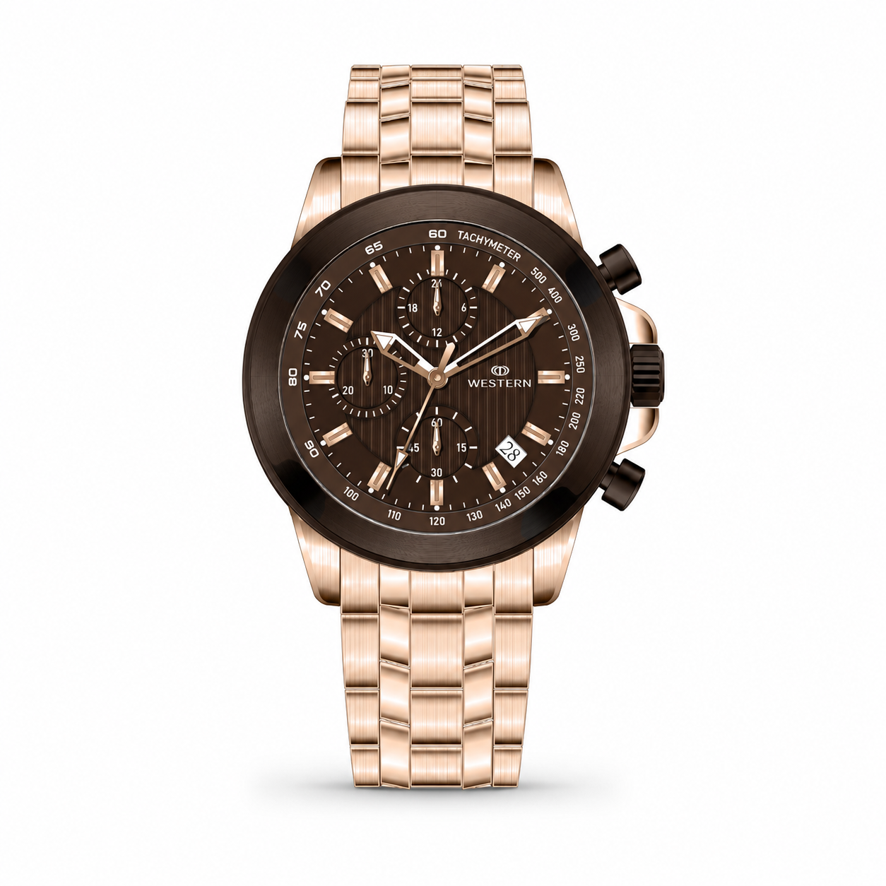 Western Chronograph Watch for Men –Luxury Design with Stainless Steel Strap