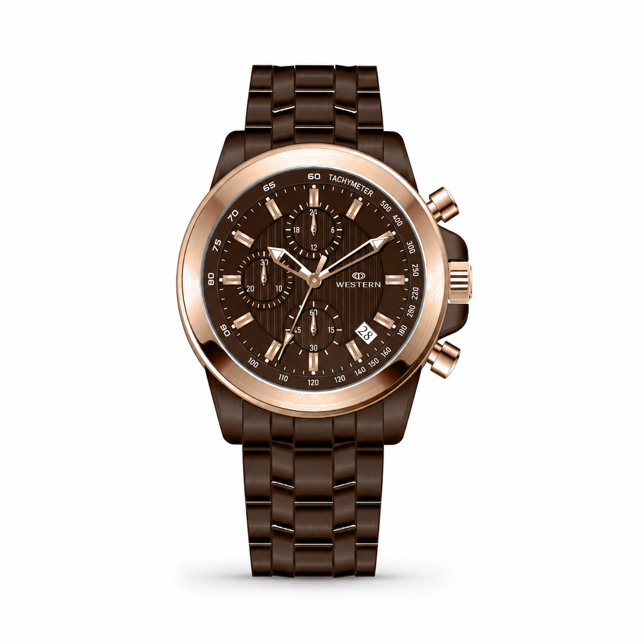 Western Chronograph Watch for Men –Luxury Design with Stainless Steel Strap