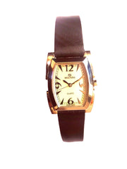 Elegant Ladies' Quartz Analogue Watch | White Dial & Brown Leather Strap