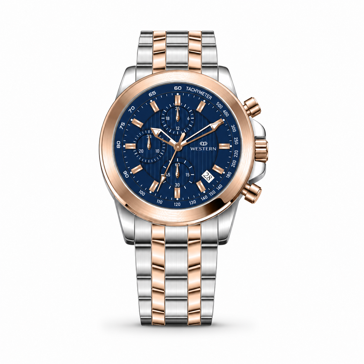Western Chronograph Watch for Men –Luxury Design with Stainless Steel Strap