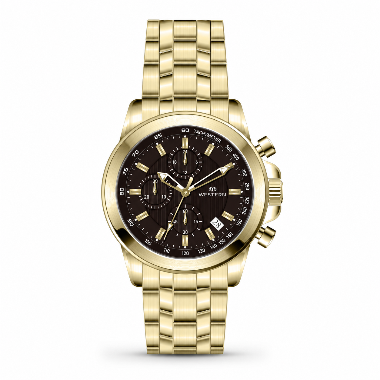 Western Chronograph Watch for Men –Luxury Design with Stainless Steel Strap