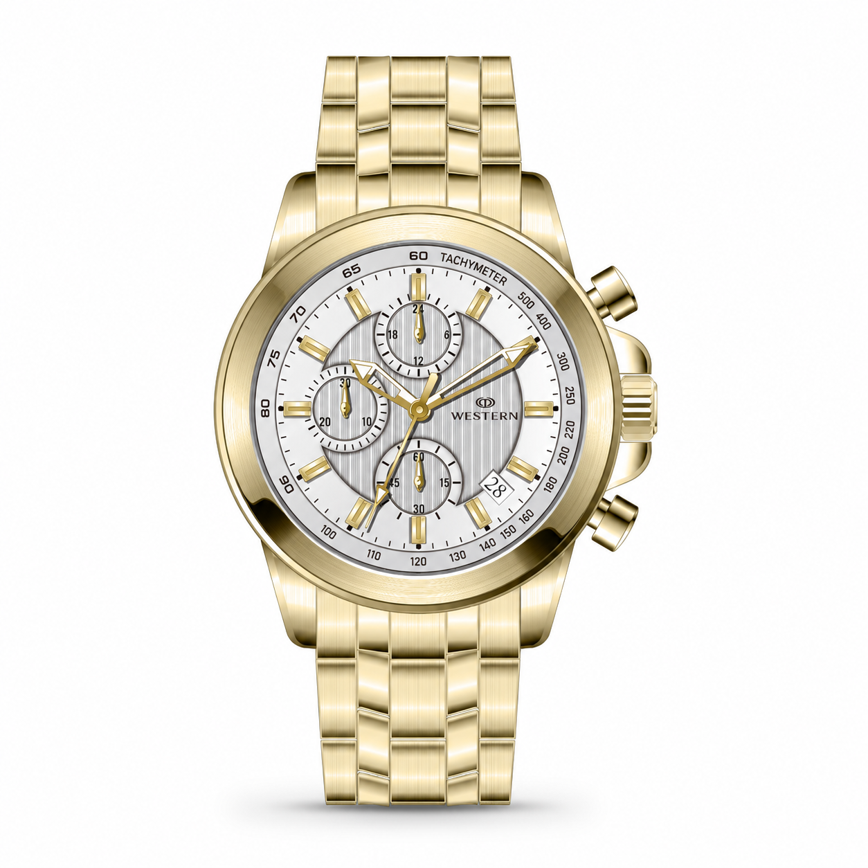 Western Chronograph Watch for Men –Luxury Design with Stainless Steel Strap