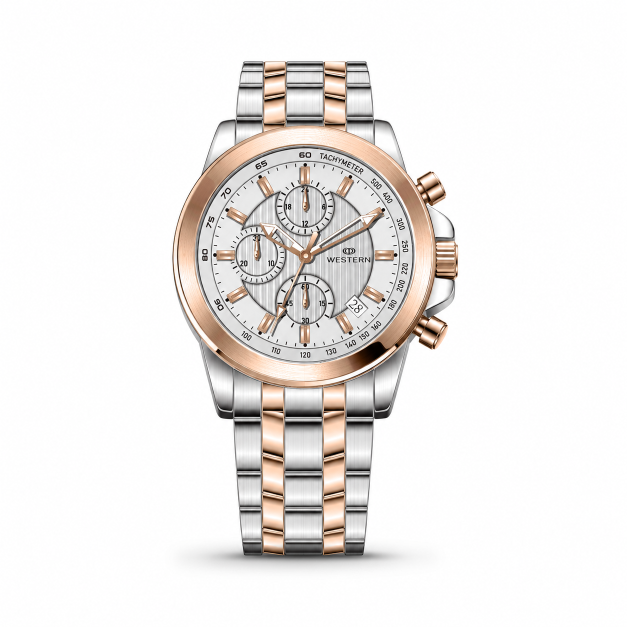 Western Chronograph Watch for Men –Luxury Design with Stainless Steel Strap