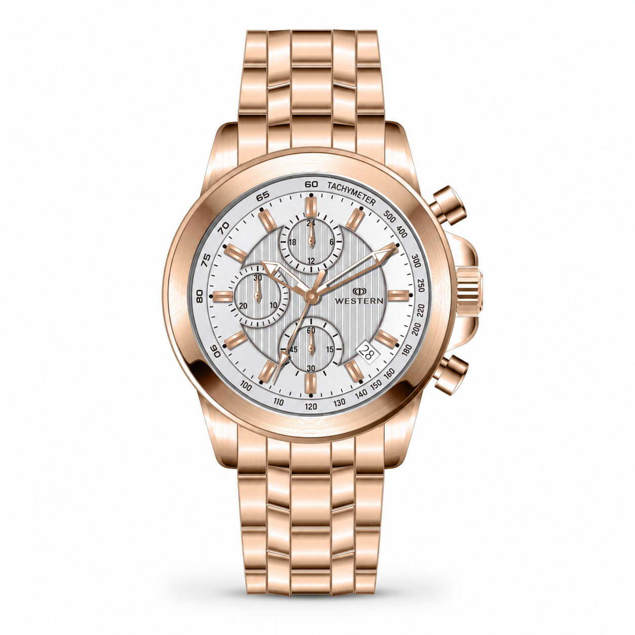 Western Chronograph Watch for Men –Luxury Design with Stainless Steel Strap