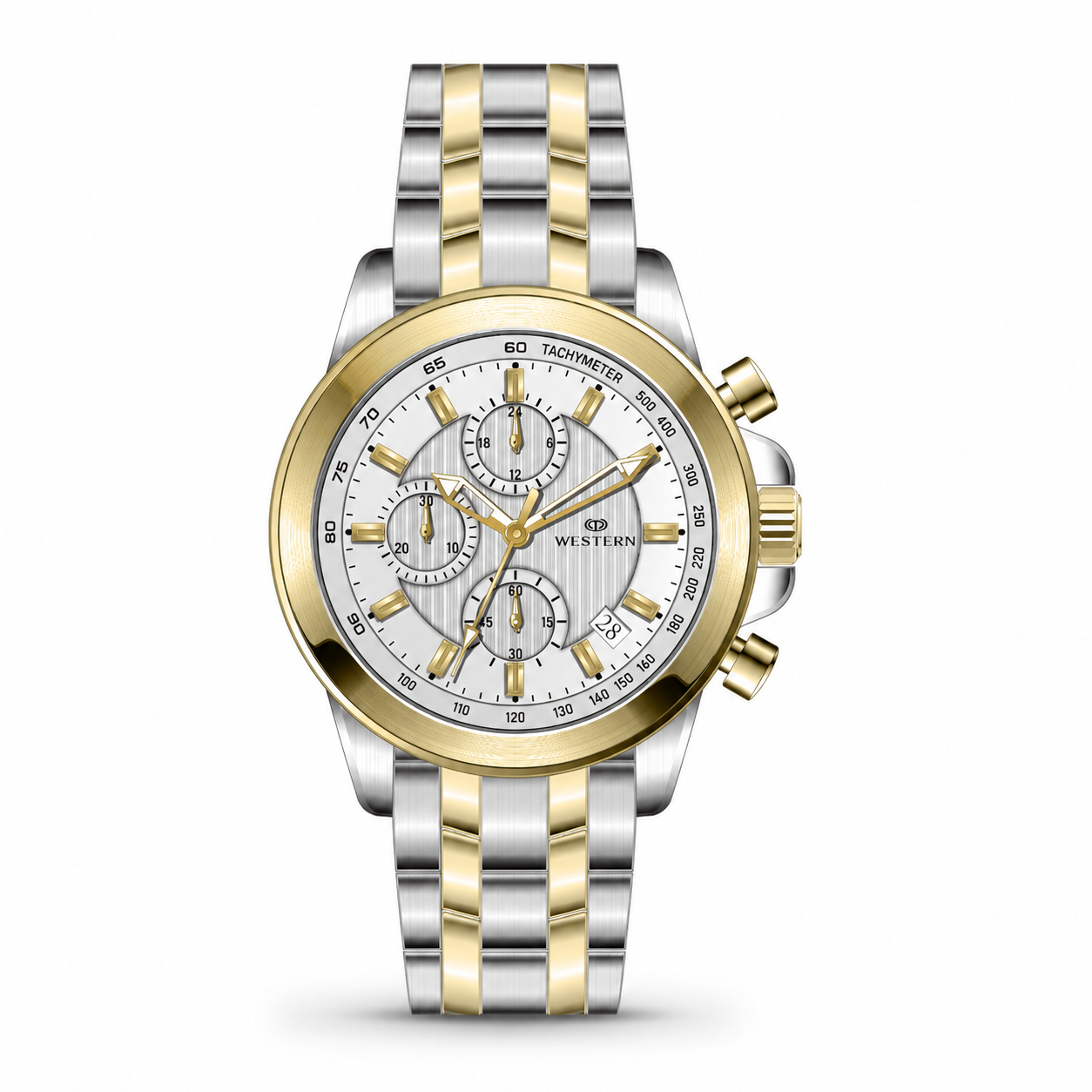 Western Chronograph Watch for Men –Luxury Design with Stainless Steel Strap