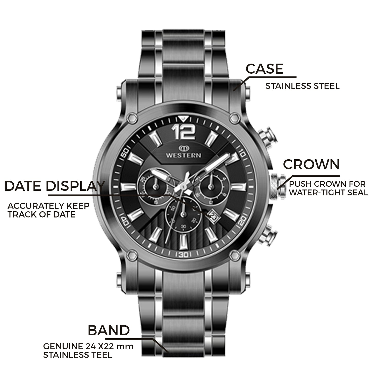 Premium Band Chronograph Watch for Men | Stylish & Durable Timepieces