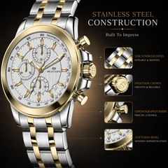 Western Chronograph Watch for Men –Luxury Design with Stainless Steel Strap