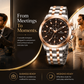 Western Chronograph Watch for Men – Rose-Silver, Luxury Design, Water Resistant