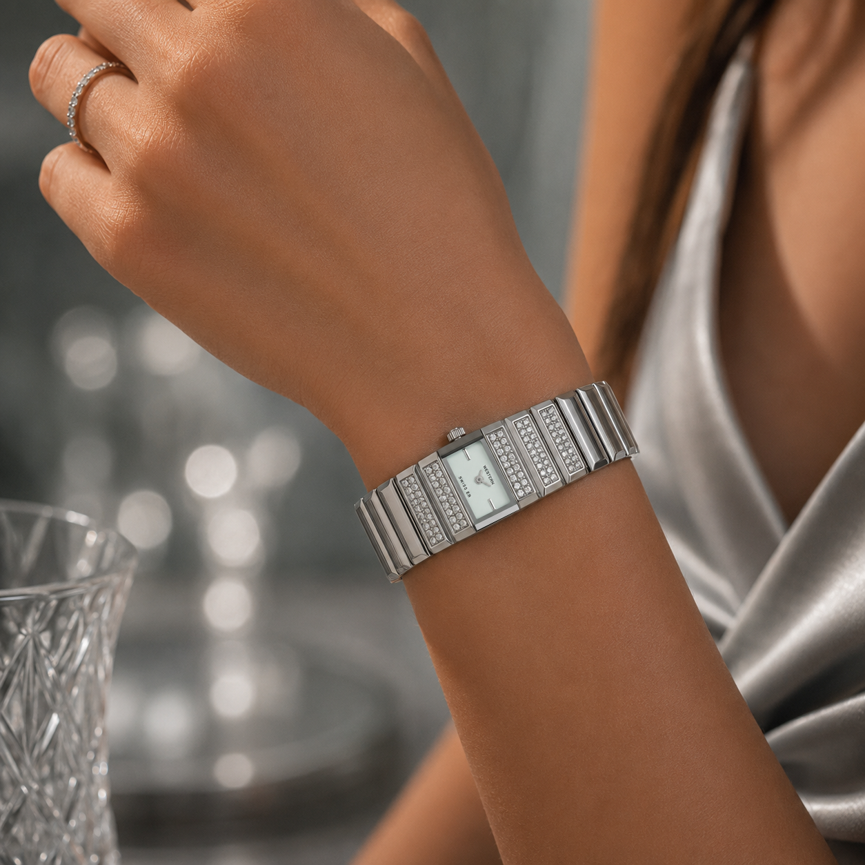 Quartz Analogue Stainless Steel Rectangle Bracelet Ladies Watch