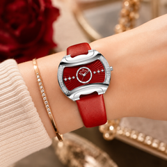 Elegant Women’s Quartz Analogue Watch with Genuine Leather Strap