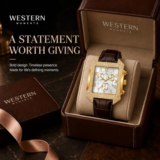 Western Men's Luxury Chronograph Watch – Brown Leather Strap