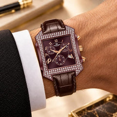 Western Men's Luxury Chronograph Watch – Brown Leather Strap