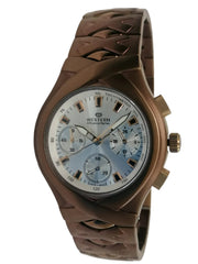 Exclusive Men's Chronograph Watch with Brown Stainless Steel Bracelet &Silver Dial
