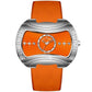 Chic Women’s Quartz Analogue Watch with Orange Dial & Leather Strap