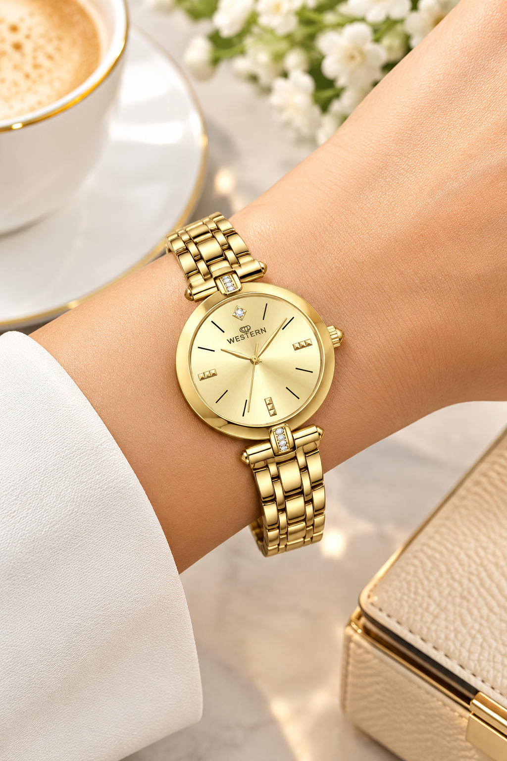 Western Gold Elegance Ladies Watch | Crystal Accents (W3624LGP100J)
