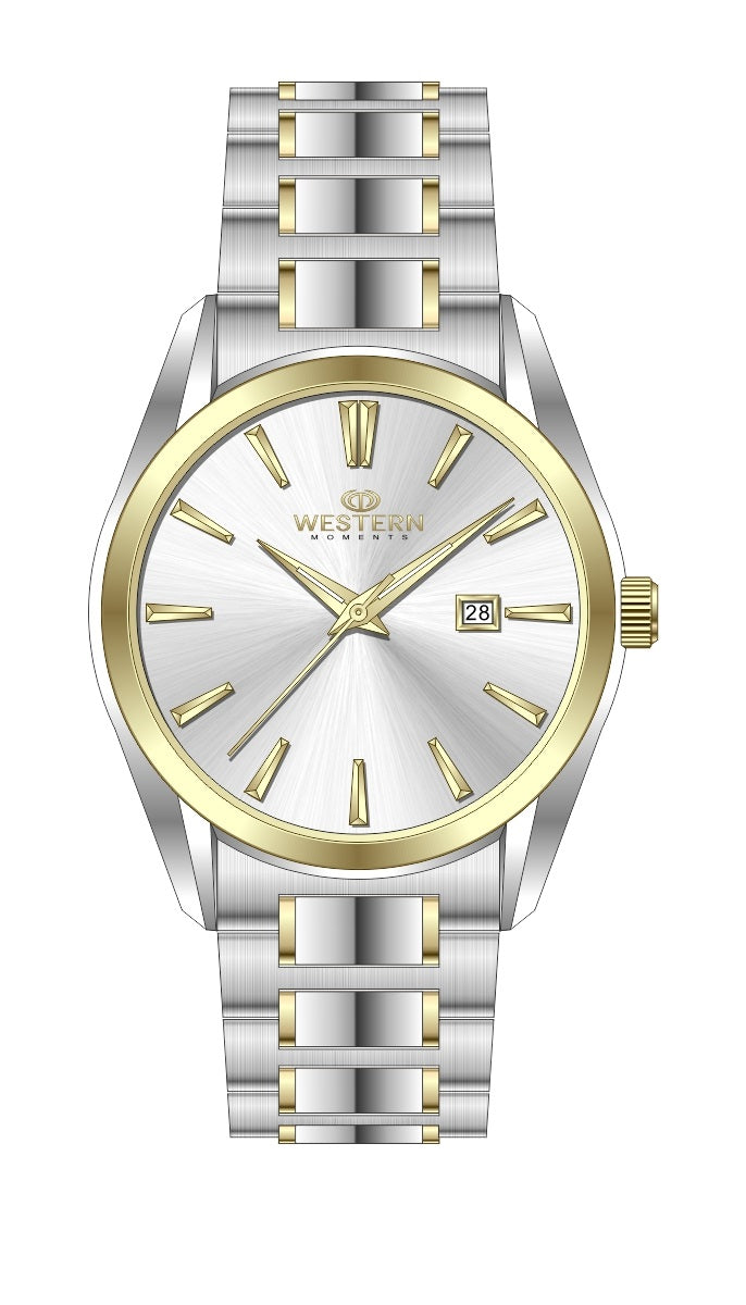 WESTERN Men’s Stainless Steel Bracelet Watch with Date Display – 3 ATM Water Resistant Luxury Dress Watch
